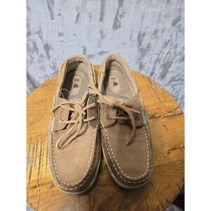 NWT Aloha Island Women's Brown Flats Lace Up Boat Shoes 6.5W Leather Damaged